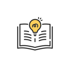 読書、学習、ひらめきのベクターアイコン (線画)