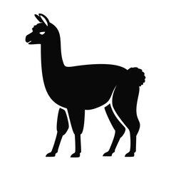 Fototapeta premium A black llama silhouette standing proudly, ideal for animal, farm, and South American themes, representing unique wildlife and domesticated animals