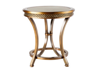 Photo of ornate gold metal accent table isolated on transparent background