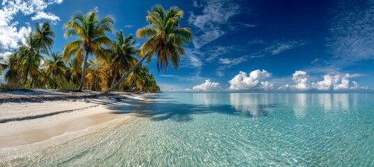 Panoramic photograph of a beautiful tropical beach