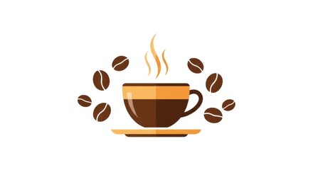 Obraz premium Hot Coffee Cup Icon with Steam