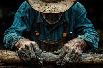 Hardworking farmer's hands. Rustic, vintage style. Perfect for agriculture, labor, and rural themes. Ideal for websites, blogs, and print.