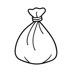 simple line drawing of a tied sack or bag