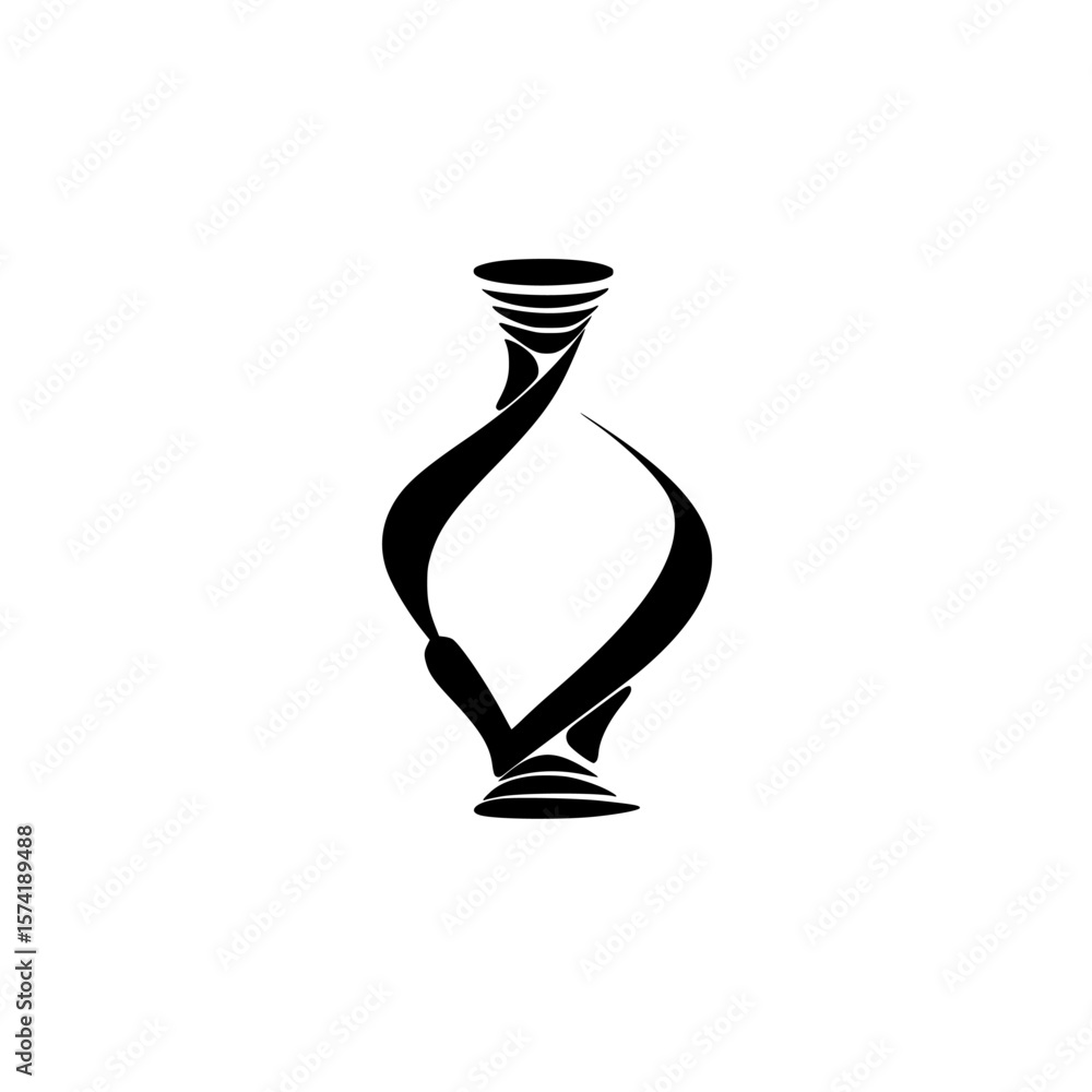 Poster creative silhouette pictogram featuring an elegant vase design with flowing lines and curves in a mi