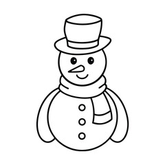 simple outline snowman with hat and scarf 