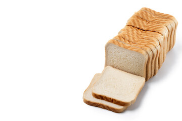 Sliced of White Bread isolated on white background. Copy space