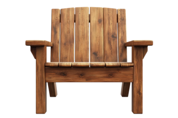 Rustic Wooden Adirondack Chair Isolated on Black Backdrop Crafted with Detail Furniture Woodworking