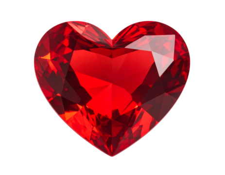 Heart-Shaped Red Gemstone with Glossy Finish, Transparent PNG