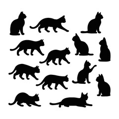vector silhouettes of cats
