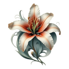 Elegant Lily Bloom with Ornate Accents