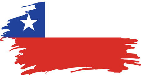 grunge brush stroke flag of chile isolated on white background, artistic representation of chilean identity

