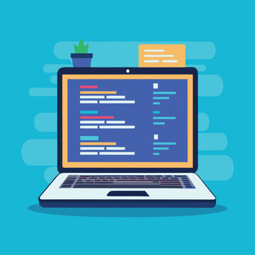 Laptop with Code Display