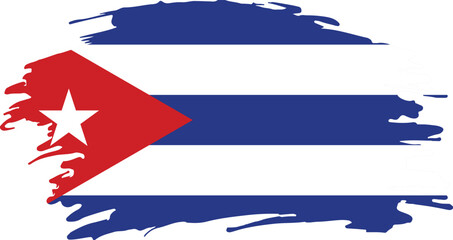 grunge brush stroke flag of cuba isolated on white background, artistic representation of cuban national identity

