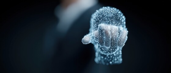 Digital hand gesture signifying innovation technology landscape futuristic content virtual environment close-up view concept of digital transformation