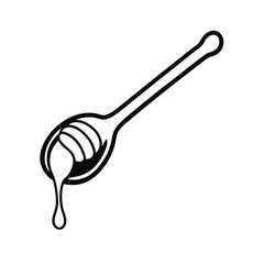 sweet honey dripping from wooden spoon