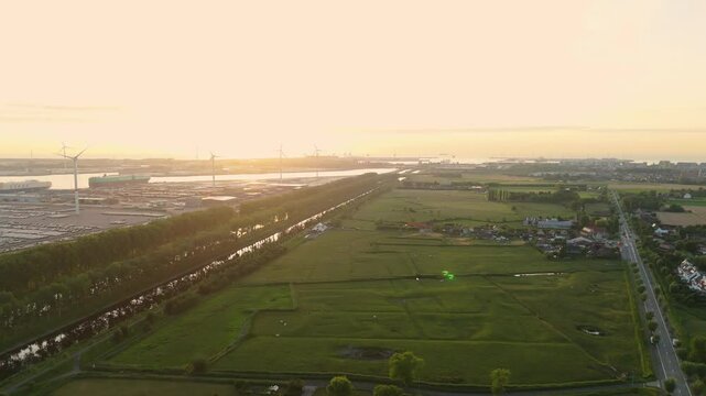 Warm Sunset Flight Over Ramskapelle&rsquo;s Fields & Canal | FlyLens 4K
