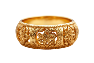 Gold floral ring artifact jewelry antique style blossom pattern luxurious vintage artisan craft