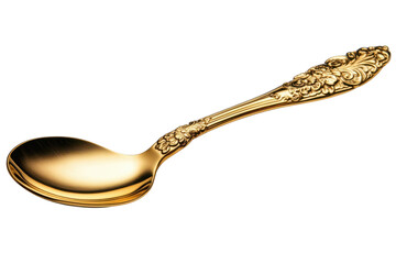 Golden Spoon Vintage Luxury Antique Tableware Ornate Design Detail Meal Metallic Elegance Treasure