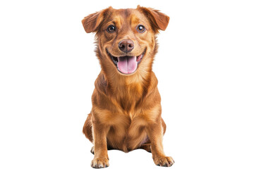 Joyful brown dog portrait golden retriever mix happy pet isolated on black smiling canine cute