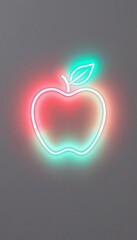 create a visually appealing image of a neon lit apple placed in the top left corner with mint green tones under pristine daylight