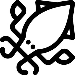Minimalist Line Art Squid Seafood Animal Marine Life Icon Illustration