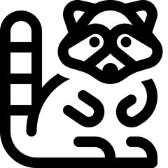 Minimalist Line Raccoon Silhouette Character Wildlife Nature Animal Mammal Icon