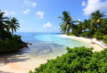 Fototapeta premium tropical beach with coconut palm trees