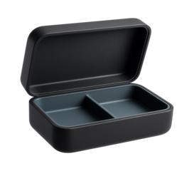 Minimalist travel box with a sleek design and magnetic closure, used for holding grooming essentials in a modern loft.