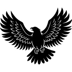 Obraz premium Eagle bird black silhouette vector flying with wings spread, perfect for freedom, wildlife, and national animal themed designs