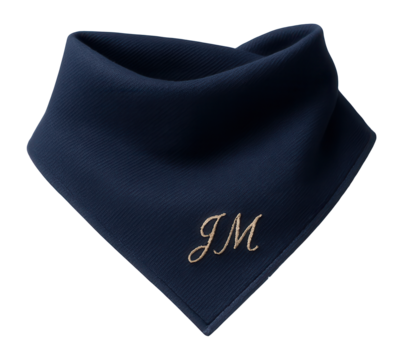 A cotton bandana with embroidered initials, personalized for adding a unique touch to a personal space.