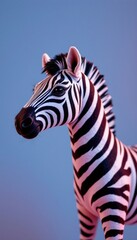 create a captivating photo of a zebra doll set against an icy blue background