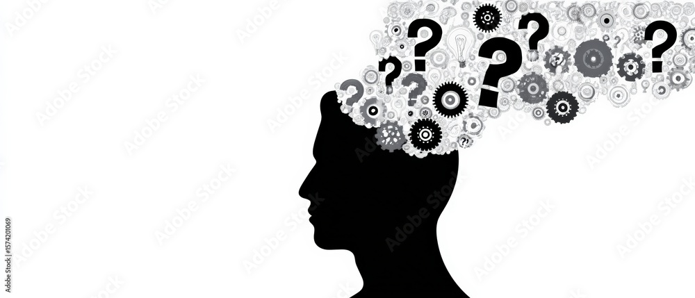 Poster exploring the intricacies of the human mind a conceptual visualization of thought processes and curi