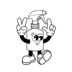 Retro character design from funny spray bottle outline