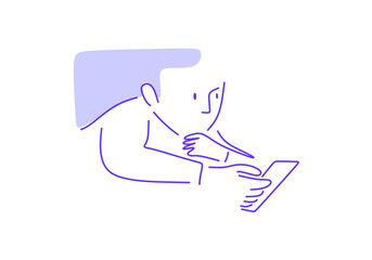 minimalist line art of a man using a smartphone, symbolizing modern technology, connectivity, and daily digital habits.