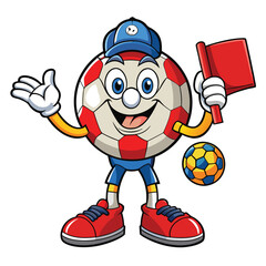 Cartoon soccer ball referee character