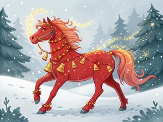 Symbolic Red Fire Horse Art for the Year of the Horse – Perfect for Lunar New Year Cards, Banners and Social Media Graphics
