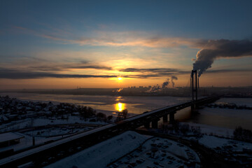 Obraz premium Ukraine Kyiv sunset over the Dnieper on a summer day