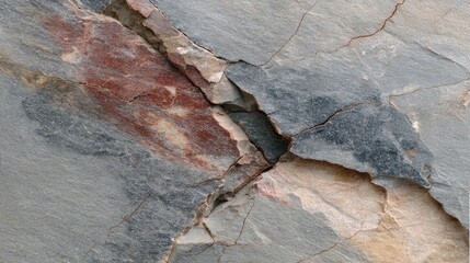Fractured slate revealing earth tones beneath
