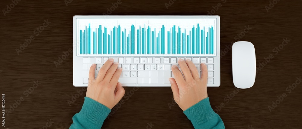 Poster data analysis action office setting digital content modern environment top-down viewpoint technology