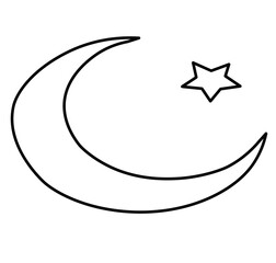 crescent moon and star icon vector art on white background