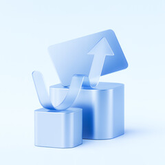 3D Upward Arrow and Card Icon for Financial Growth