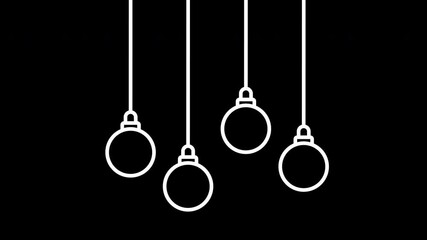 Minimalist animation of swinging holiday baubles in outline icon style. Looped movement, outline icon, overlay icon, overlay, alfa chanel, festive decor symbol, winter ornament motion - Powered by Adobe