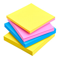 Stack of colorful memo pads or paper blocks. isolated on white or transparent png
