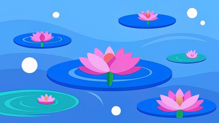 Serene Lotus Flowers and Water Ripples Background