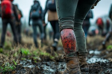 People getting  injuries, close-up of person with bruised knee, Generative AI