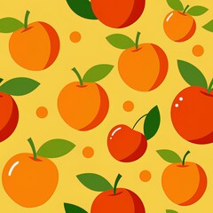 Natural Orchard Fruit Seamless Repeat Pattern