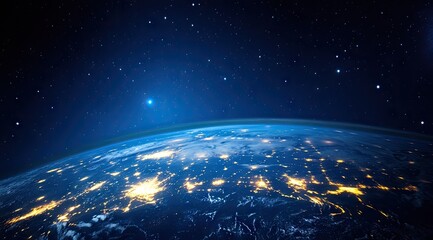 Obraz premium Earth from space, lit by city lights