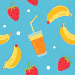  Seamless Fruit Juice and Fresh Fruit Pattern
