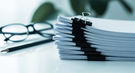 Analyzing Stacks of Paperwork and Documents Organized for Office Productivity