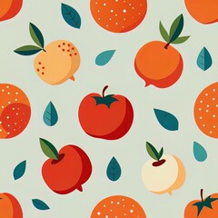 Winter Fruits Seamless Pattern with Pomegranates and Citrus